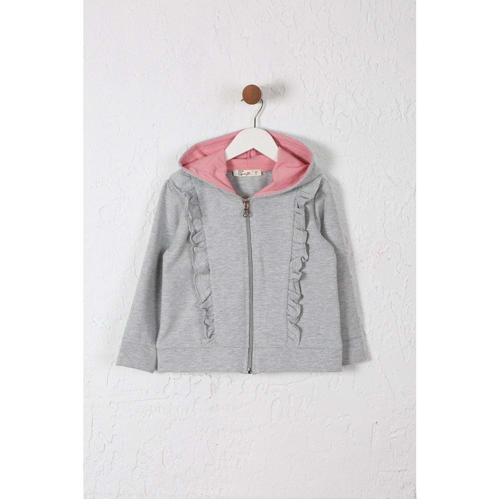 Kız Çocuk Hırka Fırfırlı - Gri (98/122)