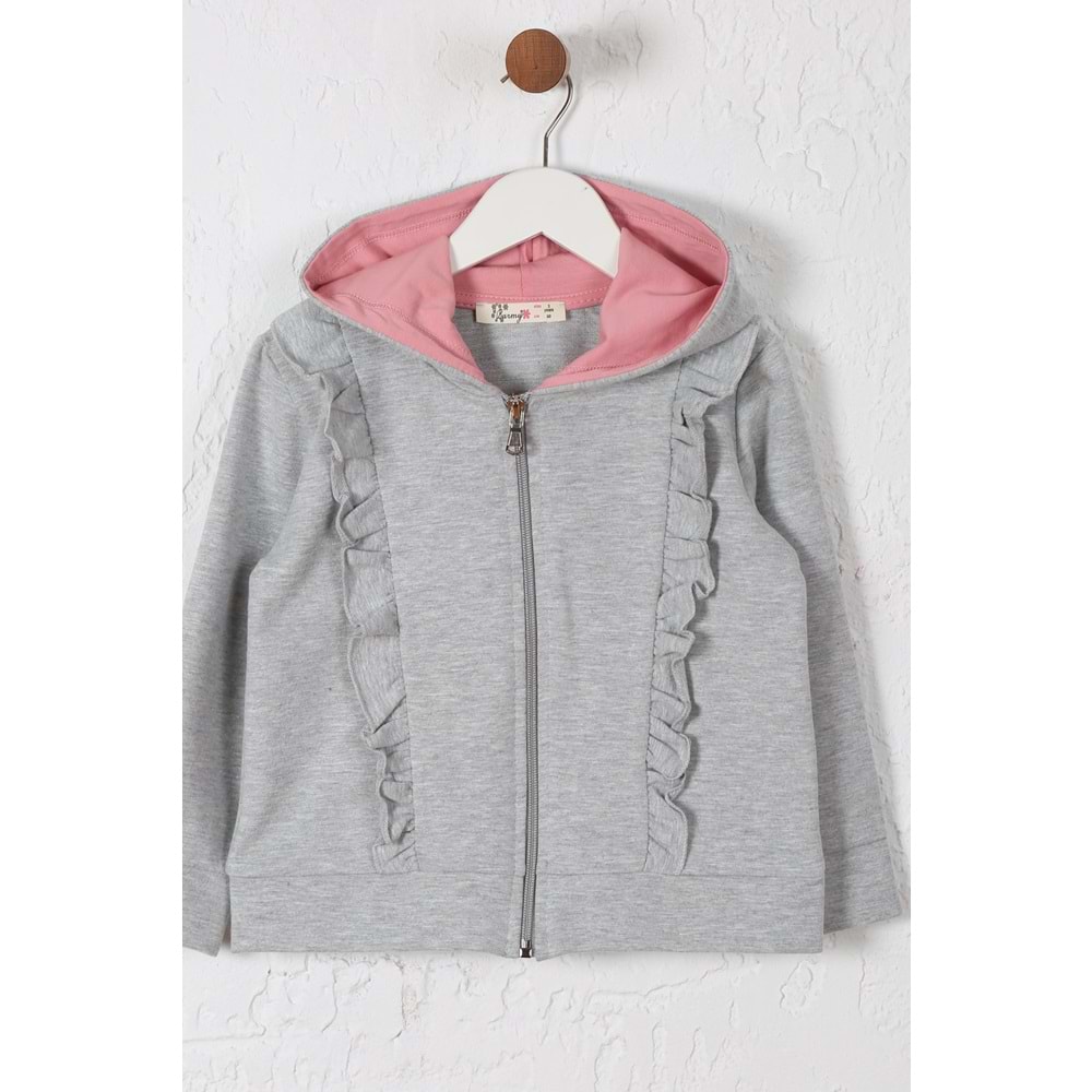 Kız Çocuk Hırka Fırfırlı - Gri (98/122)