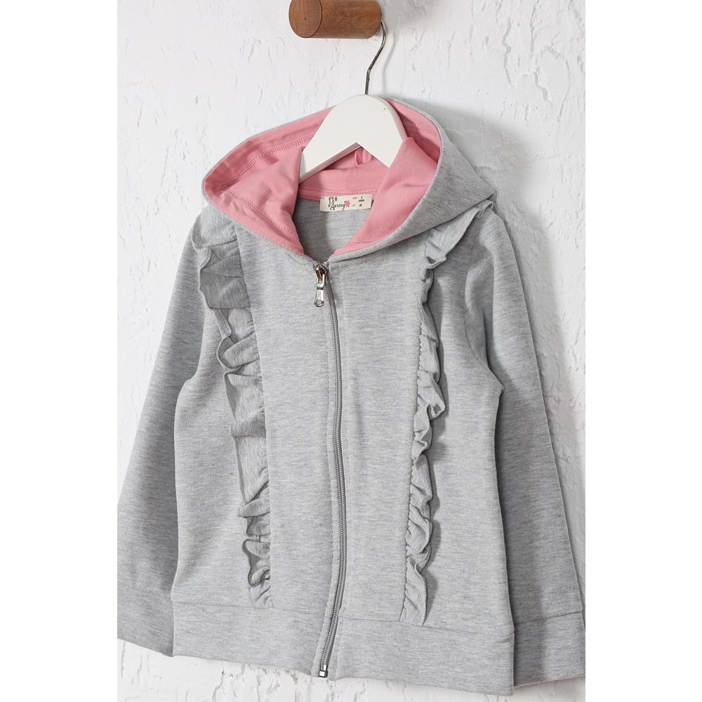 Kız Çocuk Hırka Fırfırlı - Gri (98/122)