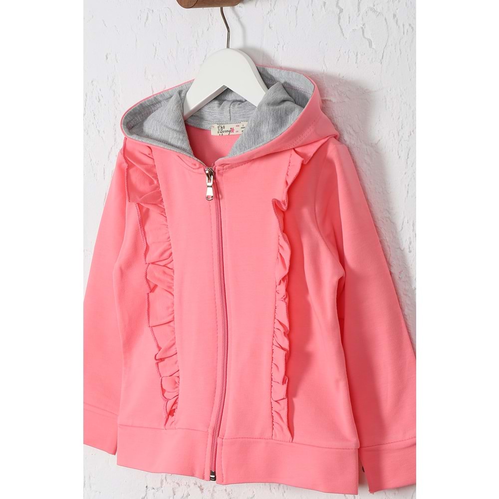 Kız Çocuk Hırka Fırfırlı - Şeker Pembe (98/122)