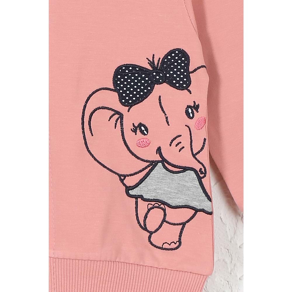 Kız Çocuk Hırka Fil Nakışlı - Gül Kurusu (86/110)