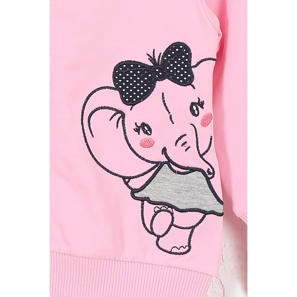 Kız Çocuk Hırka Fil Nakışlı - Bebe Pembe (86/110)