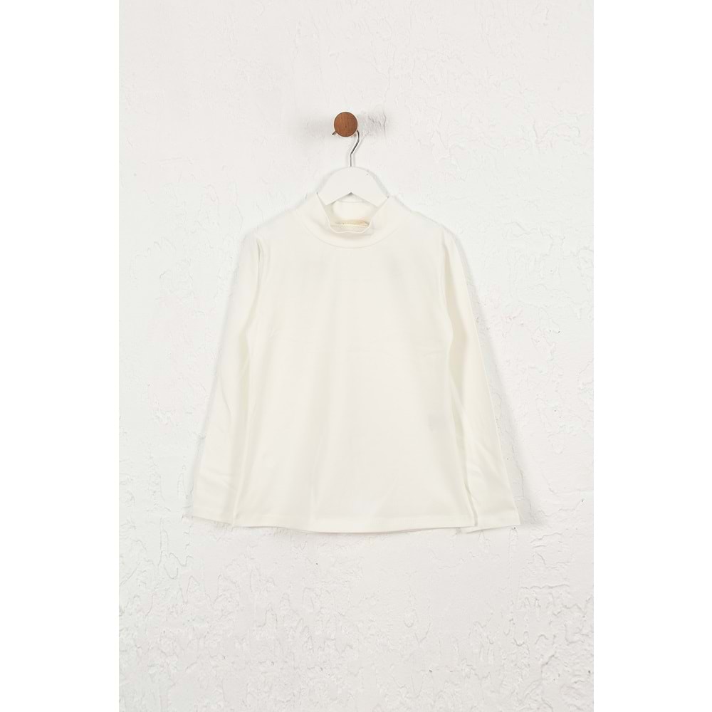Kız Çocuk Tişört Dar Boğazlı - Krem (128/152)