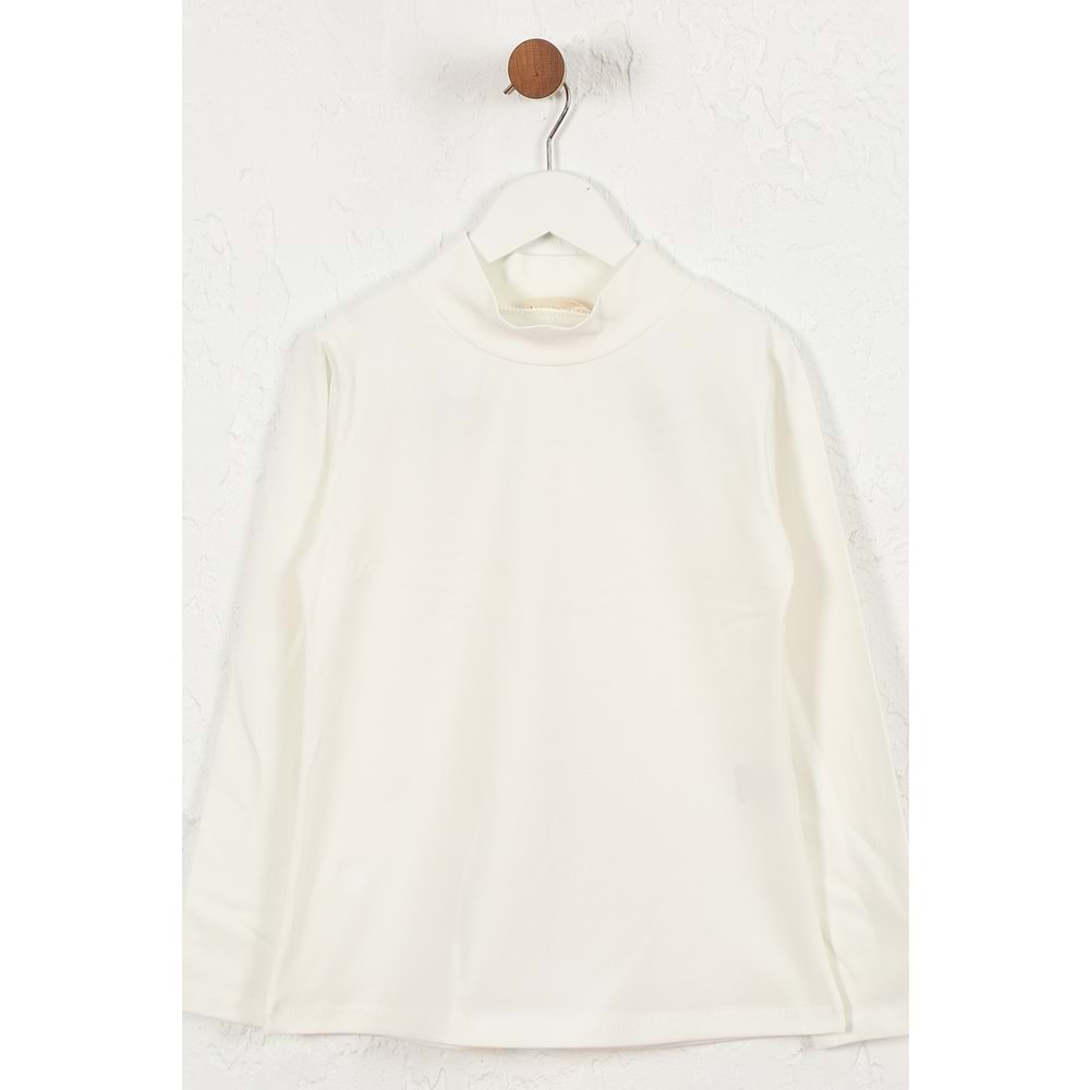 Kız Çocuk Tişört Dar Boğazlı - Krem (128/152)