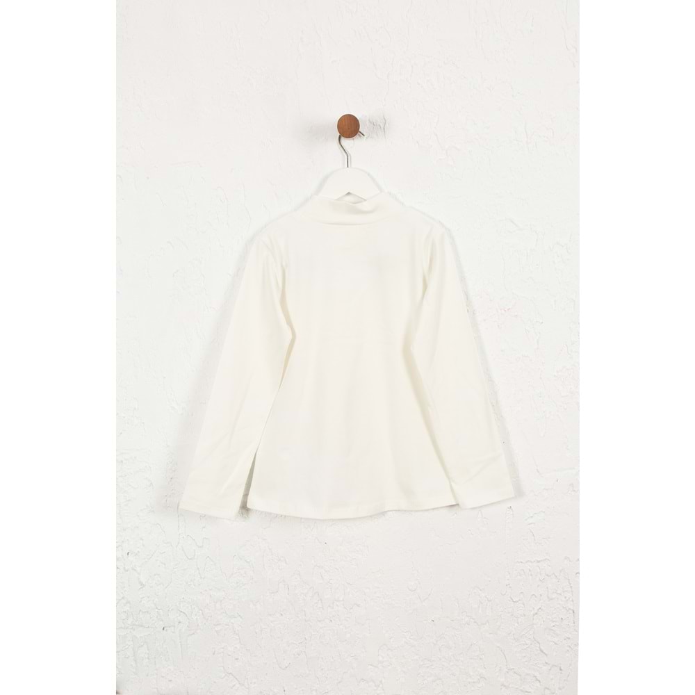 Kız Çocuk Tişört Dar Boğazlı - Krem (128/152)