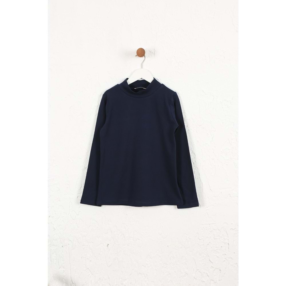 Kız Çocuk Tişört Dar Boğazlı - Lacivert (128/152)