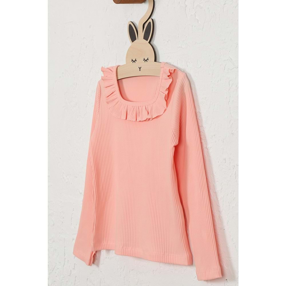 Kız Çocuk Tişört Kare Yakalı - Yavruağzı (128/152)