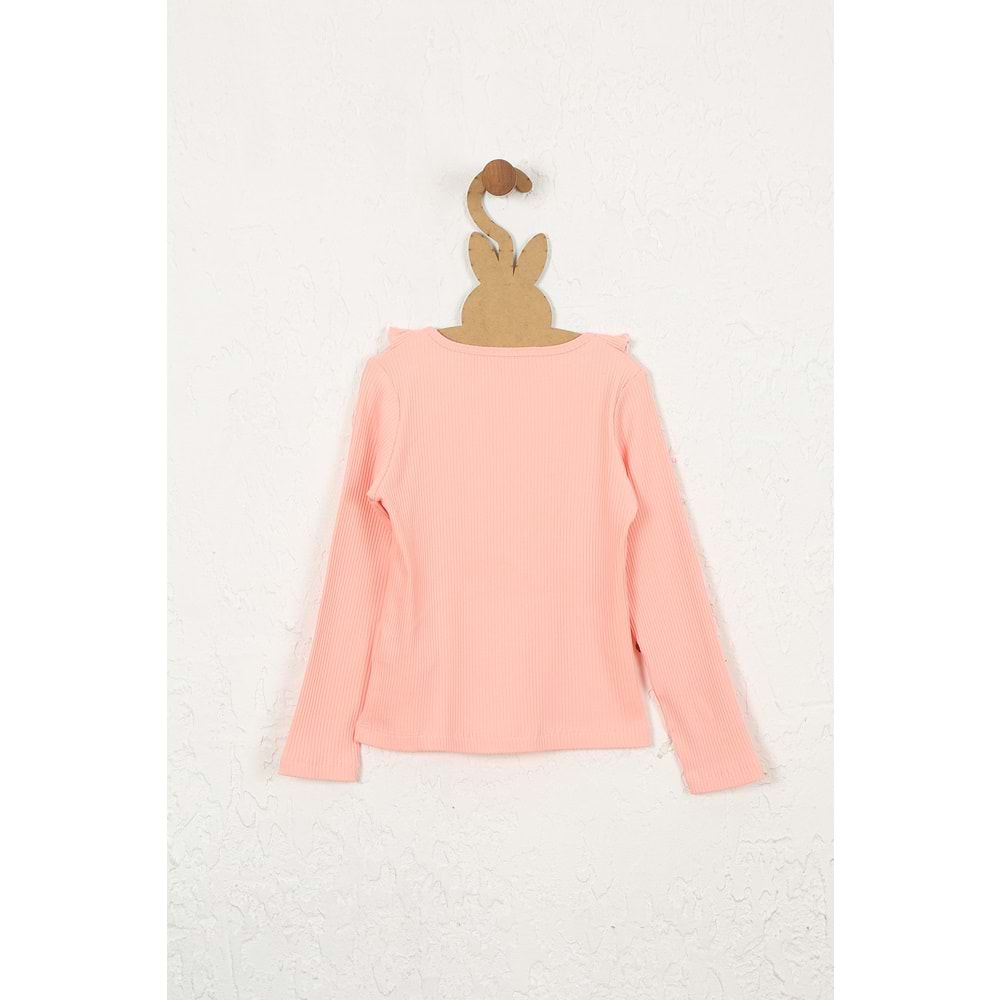 Kız Çocuk Tişört Kare Yakalı - Yavruağzı (128/152)