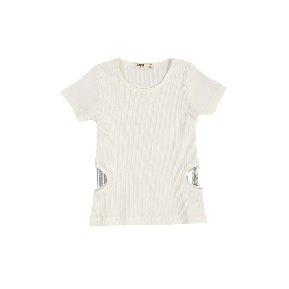 Kız Çocuk Tişört Çift Zincirli - Krem (128/152)