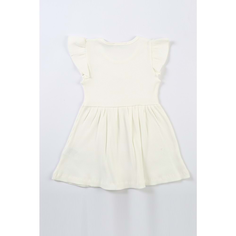 Kız Çocuk Elbise Büyük Kurdeleli - Krem (92/116)