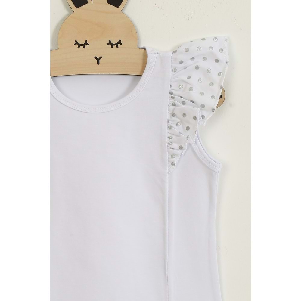 Kız Çocuk Tişört Baskılı Fistolu - Beyaz (98/122)