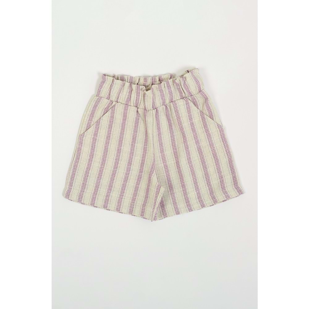Kız Çocuk Şort Çizgili - Lila (98/122)