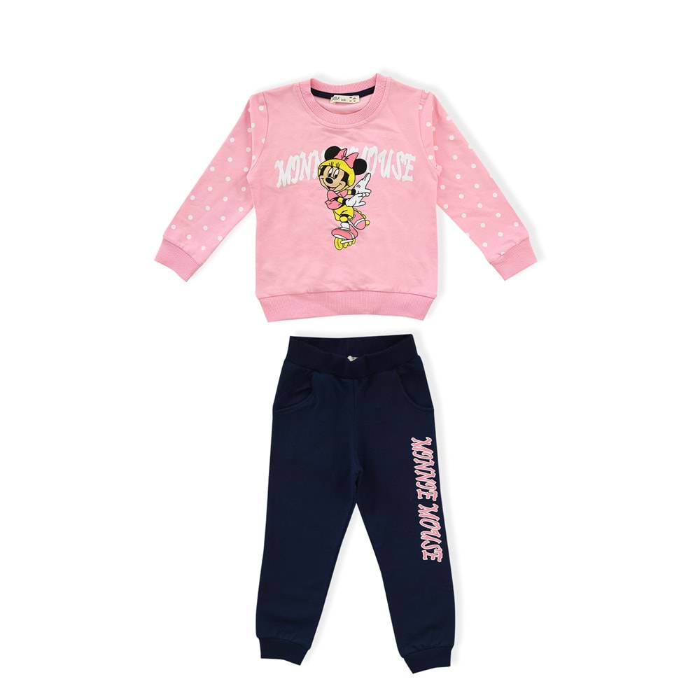 Kız Çocuk Sweat Takım Mickey Baskılı - Bebe Pembe (98/122)