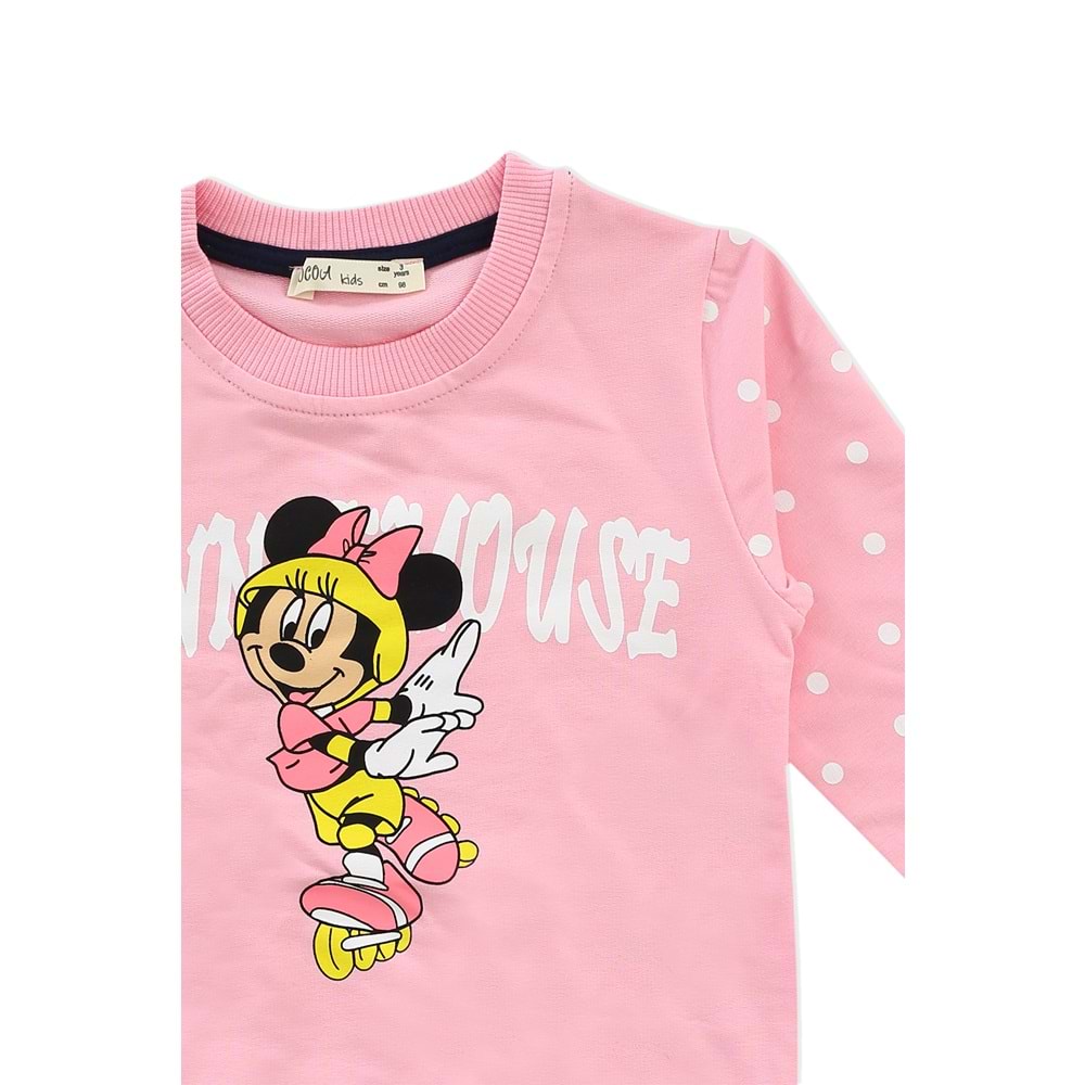Kız Çocuk Sweat Takım Mickey Baskılı - Bebe Pembe (98/122)