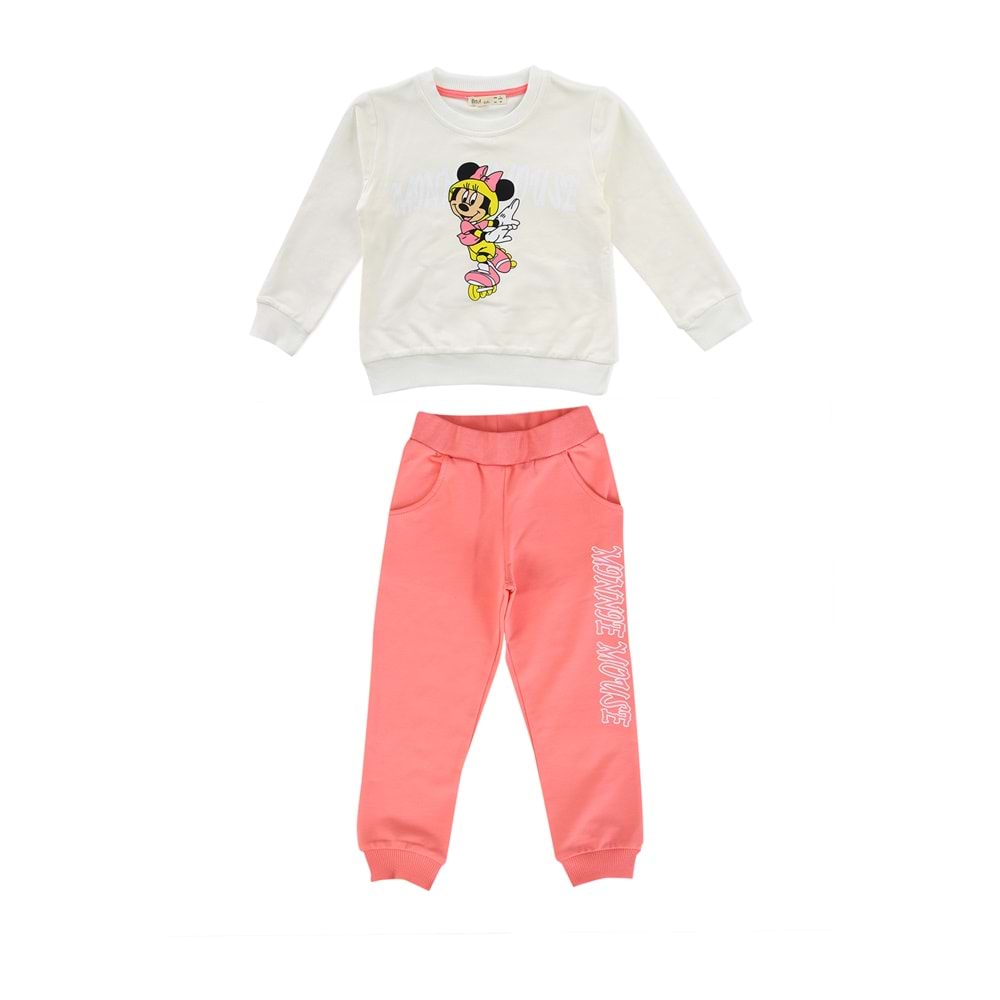 Kız Çocuk Sweat Takım Mickey Baskılı - Krem (98/122)