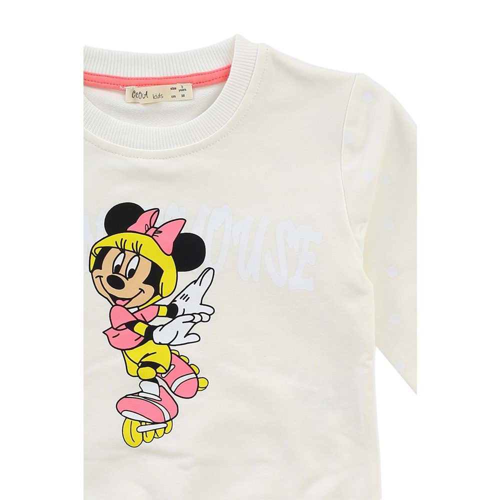 Kız Çocuk Sweat Takım Mickey Baskılı - Krem (98/122)