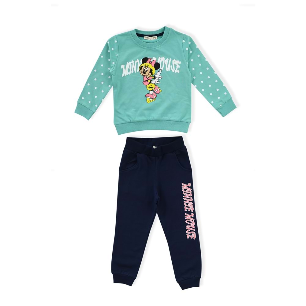 Kız Çocuk Sweat Takım Mickey Baskılı - Su Yeşili (98/122)
