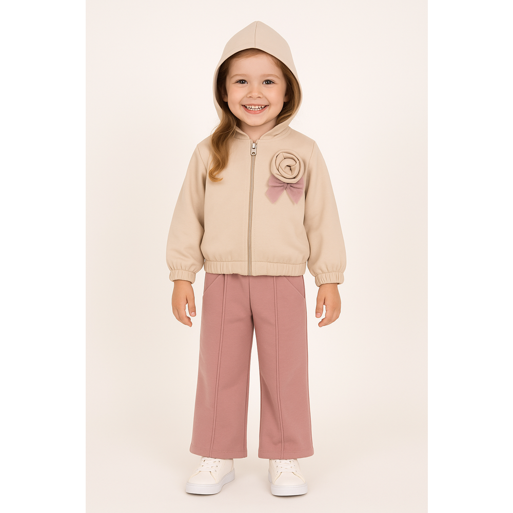 Kız Çocuk Nakışlı Detaylı Takım - Taş - (98/122)