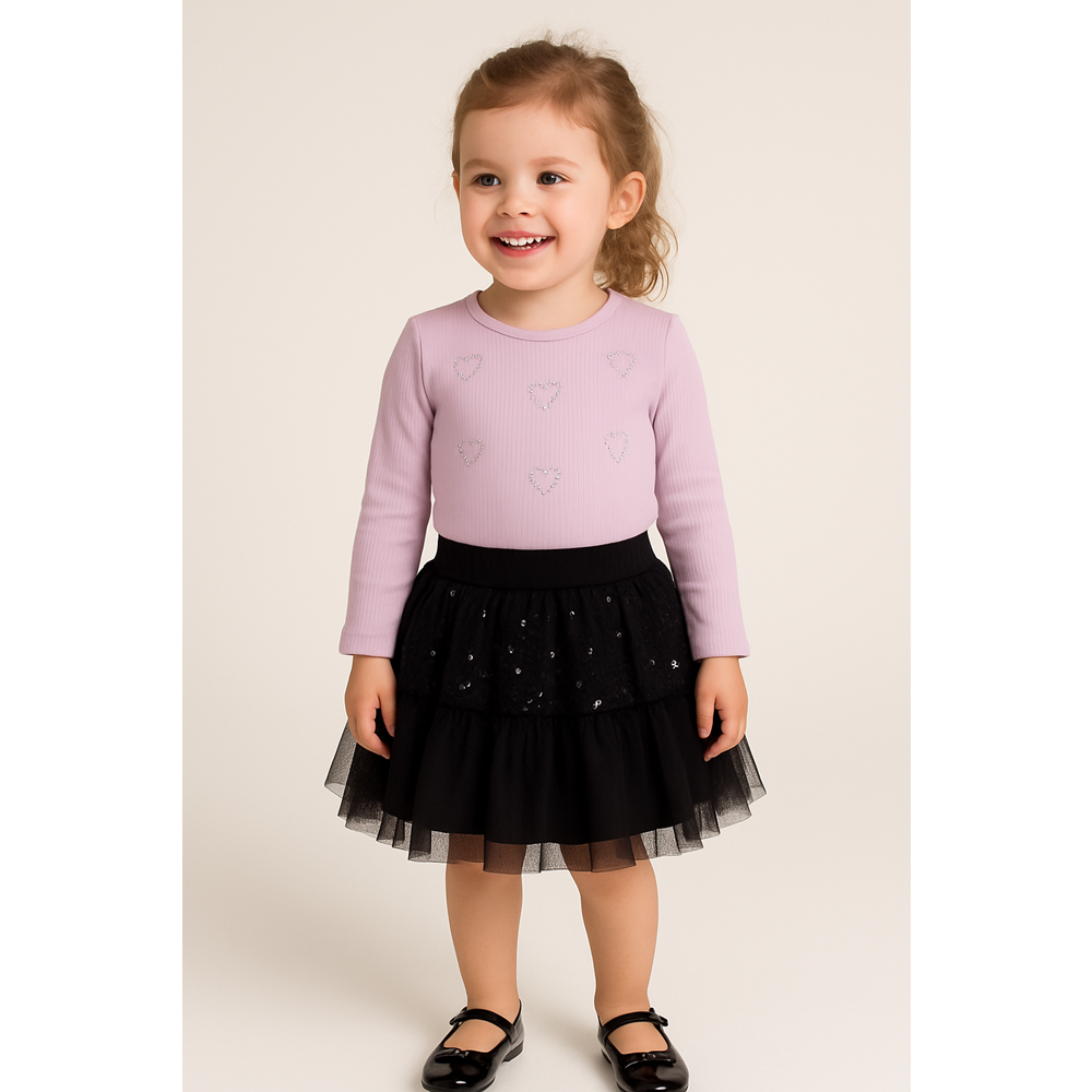 Kız Çocuk Etekli Takım - Lila - (98/122)