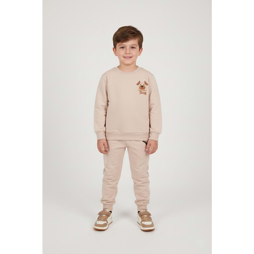 Erkek Çocuk Köpek Baskılı Takım - Taş - (86/110)