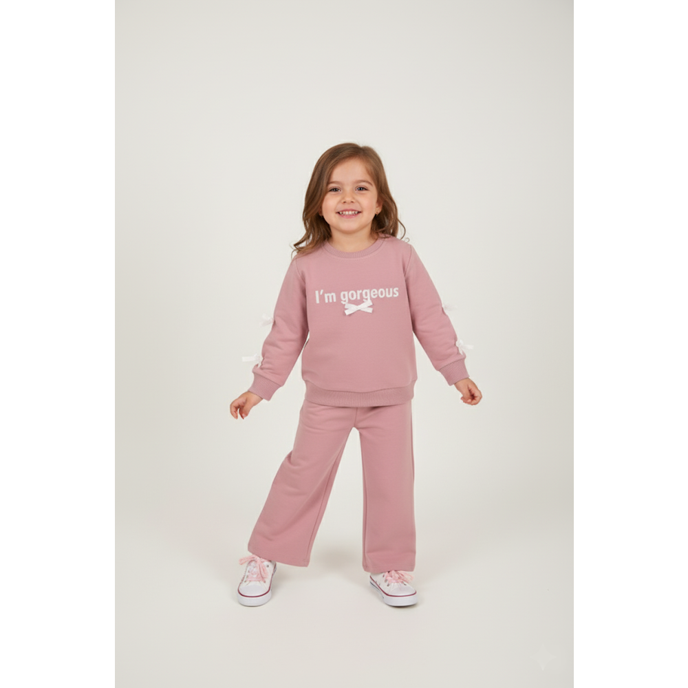 Kız Çocuk Fiyonklu Takım - Lila - (98/122)