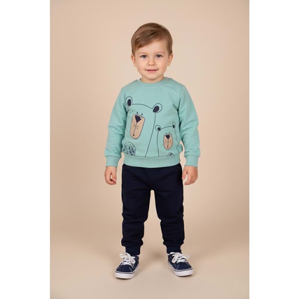 Erkek Çocuk Bskılı Takım - Mint Yeşili - (86/110)