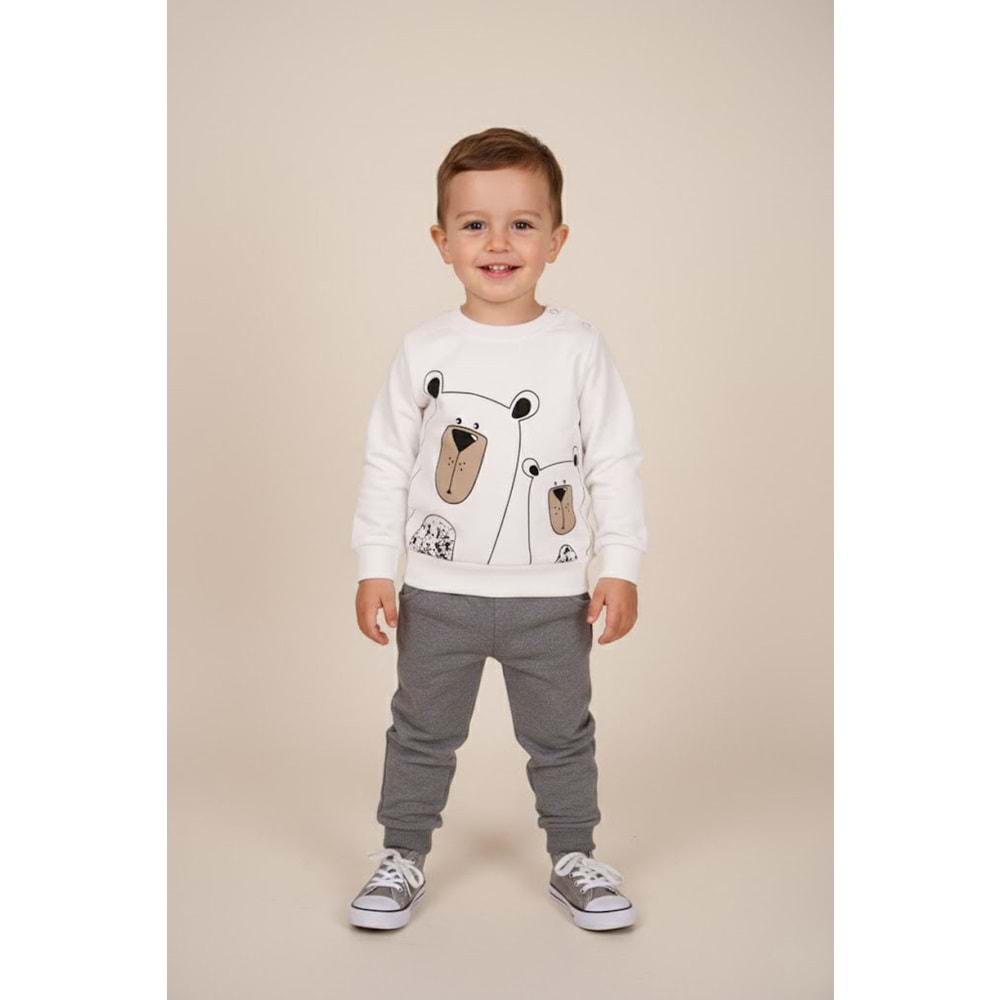 Erkek Çocuk Bskılı Takım - Krem - (86/110)