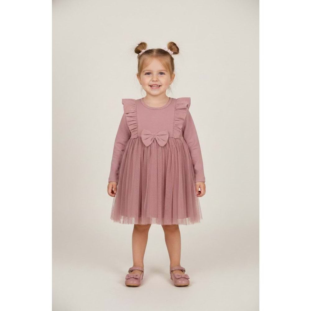 Kız Çocuk Fiyonk Detaylı Elbise - Lila - (86/110)