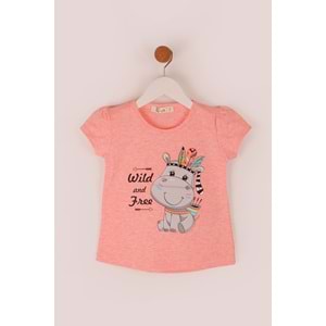 Kız Çocuk Tişört Kızılderili At Baskılı - Yavruağzı (92/116)