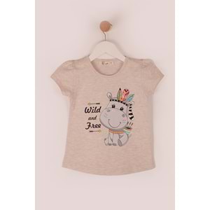 Kız Çocuk Tişört Kızılderili At Baskılı - Kahve (92/116)