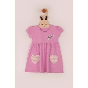 Kız Çocuk Elbise Kalp Baskılı - Lila (98/122)