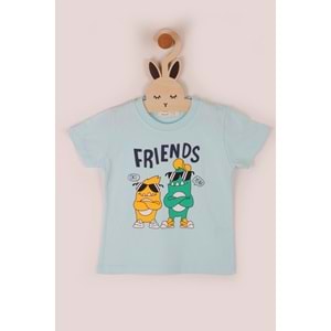 Erkek Çocuk Tişört Friends Baskılı - Mavi (98/122)