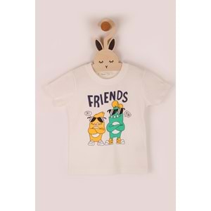 Erkek Çocuk Tişört Friends Baskılı - Krem (98/122)