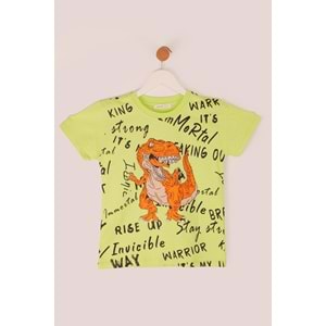 Erkek Çocuk Sweatshirt Trex Baskılı - Fıstık Yeşili (116/140)