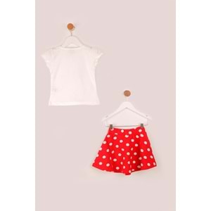 Kız Çocuk Etekli Takım Hi Dino Baskılı - Krem (92/116)