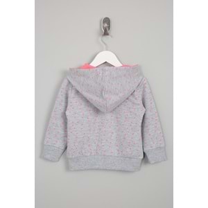 Kız Çocuk Hırka Çiçekli Ayıcık Nakışlı - Gri (86/110)