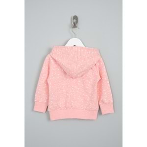 Kız Çocuk Hırka Çiçekli Ayıcık Nakışlı - Pembe (86/110)