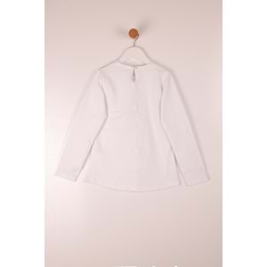 Kız Çocuk Okul Tişört Dantelli Yaka - Beyaz (128/152)