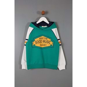 Erkek Çocuk Sweatshirt Good Music Baskılı - Mint Yeşili (116/140)