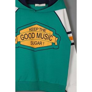 Erkek Çocuk Sweatshirt Good Music Baskılı - Mint Yeşili (116/140)