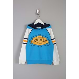 Erkek Çocuk Sweatshirt Good Music Baskılı - Mavi (116/140)