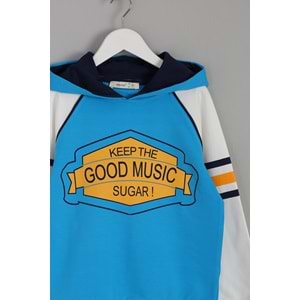 Erkek Çocuk Sweatshirt Good Music Baskılı - Mavi (116/140)