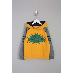 Erkek Çocuk Sweatshirt Good Music Baskılı - Hardal (116/140)