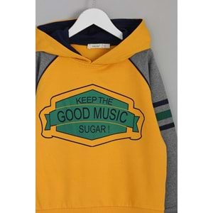 Erkek Çocuk Sweatshirt Good Music Baskılı - Hardal (116/140)