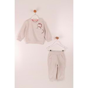 Kız Çocuk Sweat Takım Yavru Unicorn Nakışlı - Kahve (86/110)