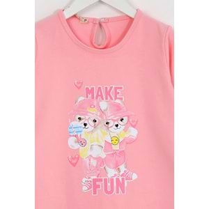 Kız Çocuk Elbise Make Fun Baskılı - Yavruağzı (98/122)