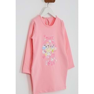 Kız Çocuk Elbise Make Fun Baskılı - Yavruağzı (98/122)