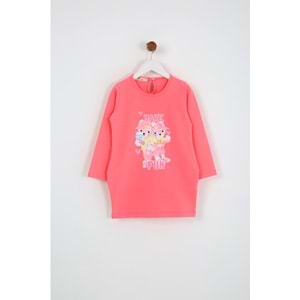 Kız Çocuk Elbise Make Fun Baskılı - Şeker Pembe (98/122)