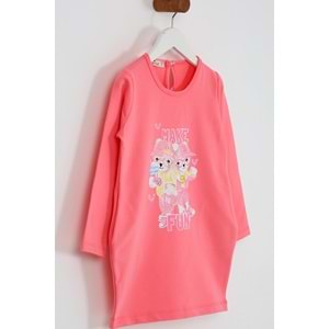 Kız Çocuk Elbise Make Fun Baskılı - Şeker Pembe (98/122)