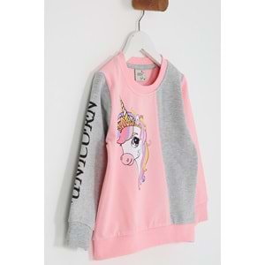 Kız Çocuk Sweat Takım Unicorn Baskılı - Yavruağzı (98/122)